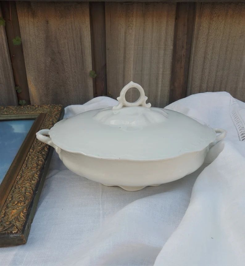 Antique Alfred Meakin White Tureen, Dining and Serving Dish With Lid, C. 1910 - Etsy | Etsy (US)