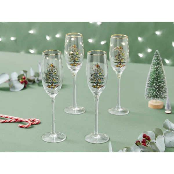 Spode Christmas Tree Champagne Fluted Glasses | Wayfair North America