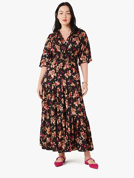 floral bouquet silk twill dress | Kate Spade (US)