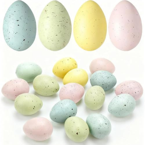 KOKABI Speckled Easter Eggs Decoration, 16 Pcs 2.4 in Pastel Easter Eggs for Vase Filler Bowl Basket, Fake Eggs for Easter Centerpieces for Tables Decor Rustic Spring Decorations for Home | Amazon (US)