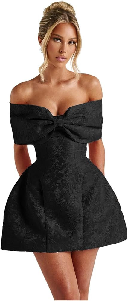 Monvelli Jacquard Appliques Homecoming Dresses with Bow 2026 for Teens Short Mini Floral Cocktail... | Amazon (US)