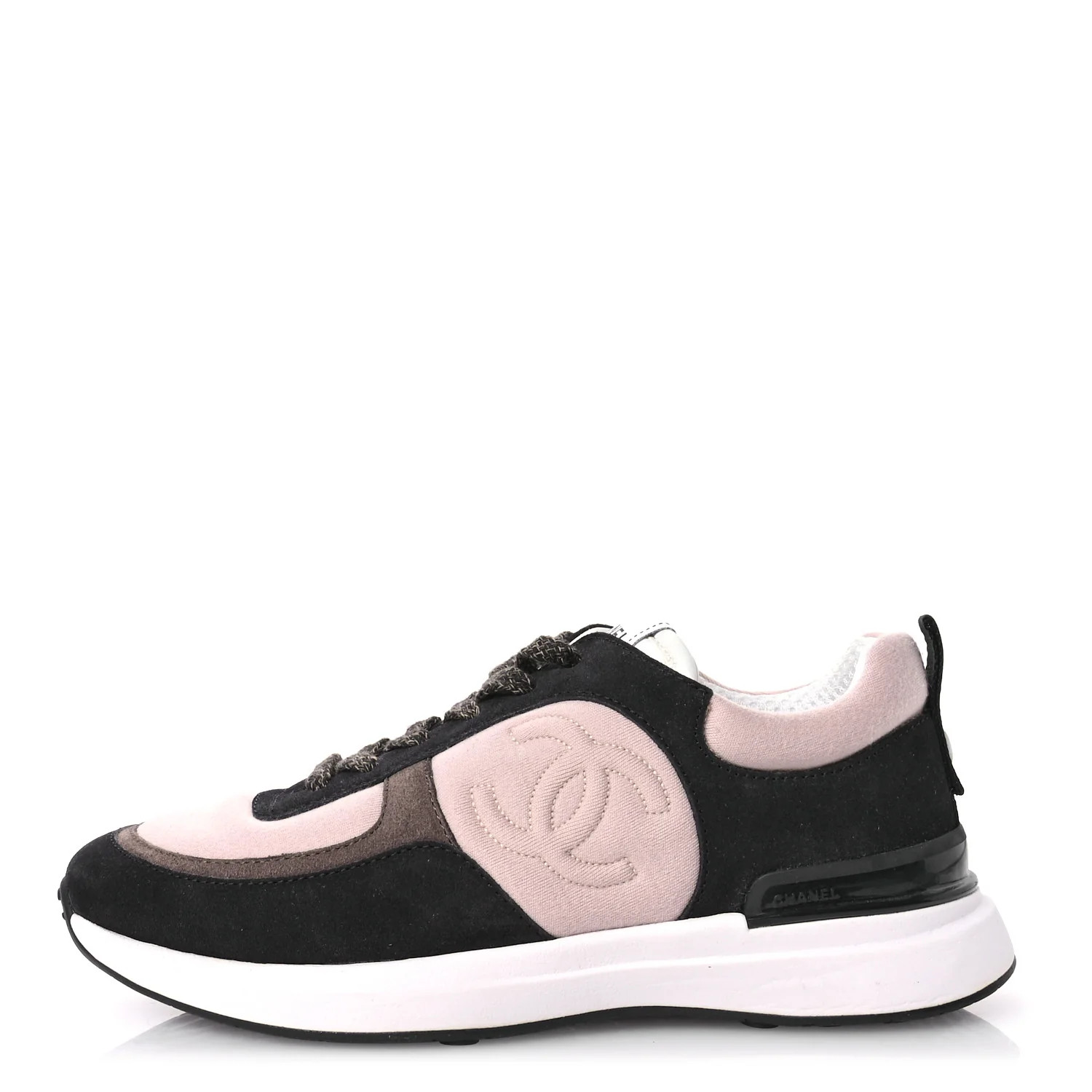 Suede Calfskin Fabric CC Sneakers 37 Dark Grey Light Pink | FASHIONPHILE (US)