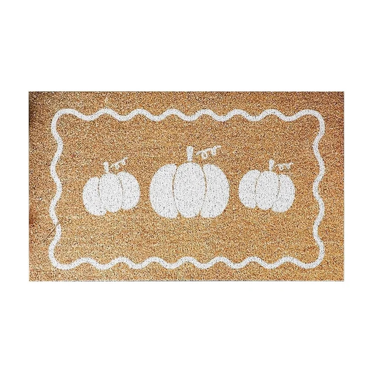 Fall White Pumpkin Doormats Farmhouse Imitation Coir Outdoor Mat Autumn Welcome Harvest Front Non... | Walmart (US)