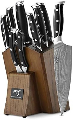 Kitchen Damascus Knife Set, WanRui Series 9-Piece Kitchen Knife Set with Block, Non-slip ABS Ergo... | Amazon (US)