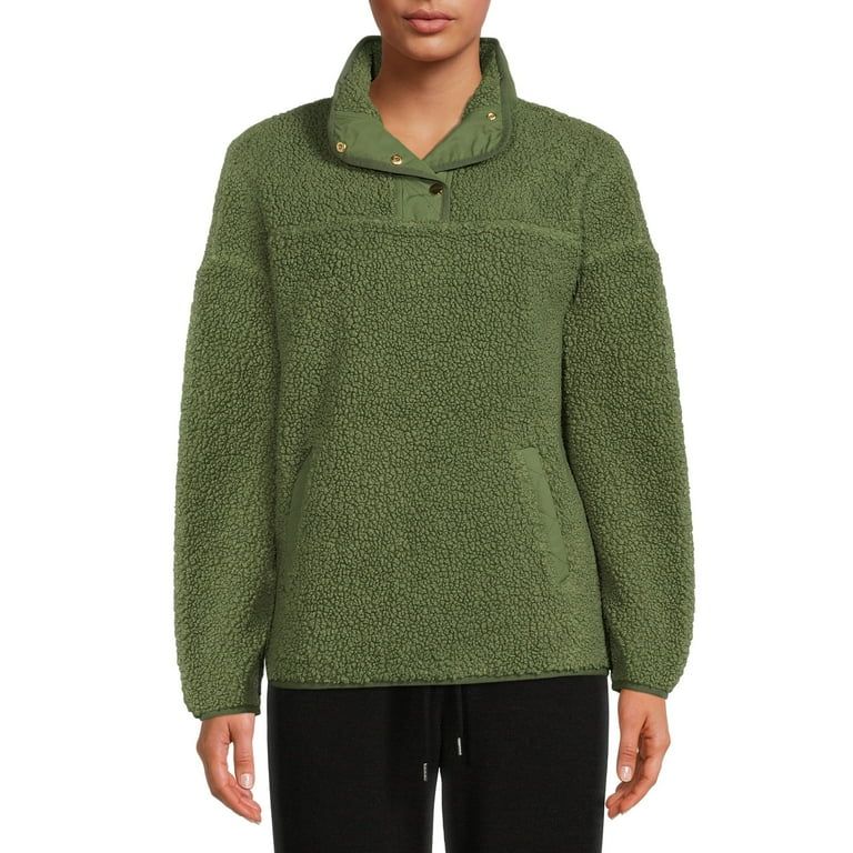 Time and Tru Women's and Plus Quarter Snap Faux Sherpa Jacket | Walmart (US)