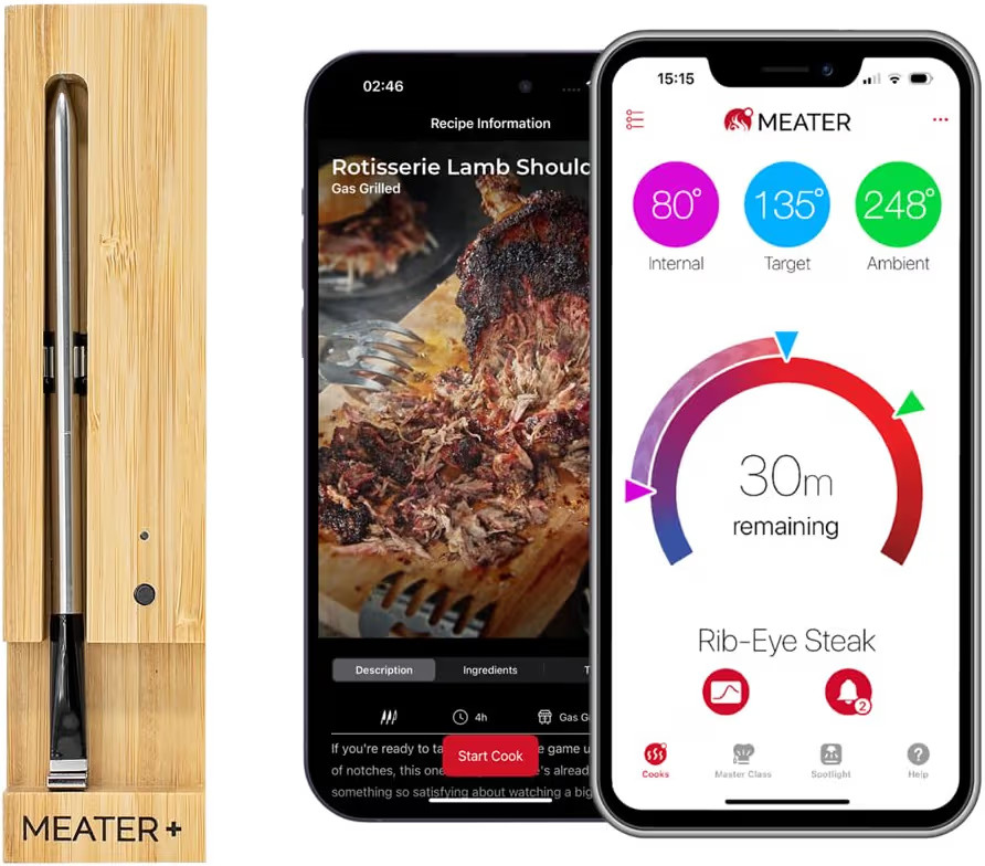 MEATER Plus: Smart Digital Wireless Meat & Food Thermometer | Bluetooth Cooking Thermometer for B... | Amazon (US)