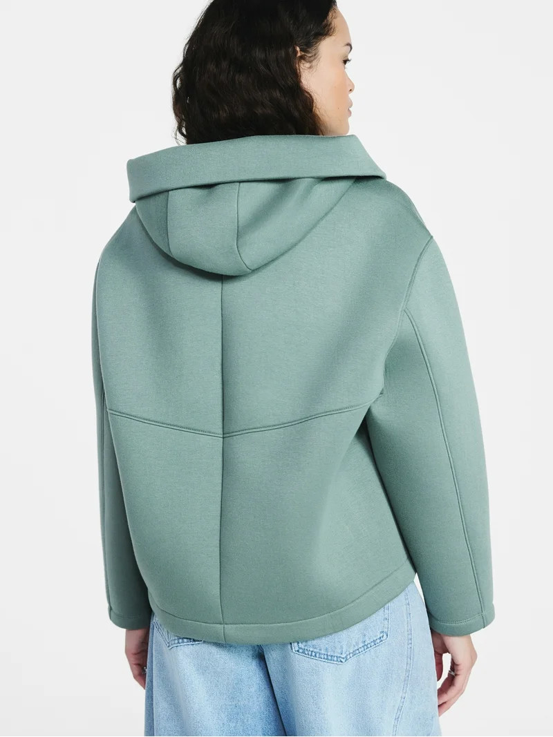 Scoop Women's and Women's Plus Neoprene Fleece Oversized Jacket with Hood, Sizes XS-4X | Walmart (US)