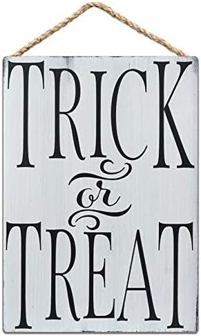 Trick Or Treat Rustic Halloween Wooden Sign Black and White Farmhouse Halloween Decor 5x10 inch/13x2 | Amazon (US)