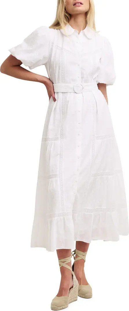 Jessie Belted Lace Trim Organic Cotton Maxi Dress | Nordstrom