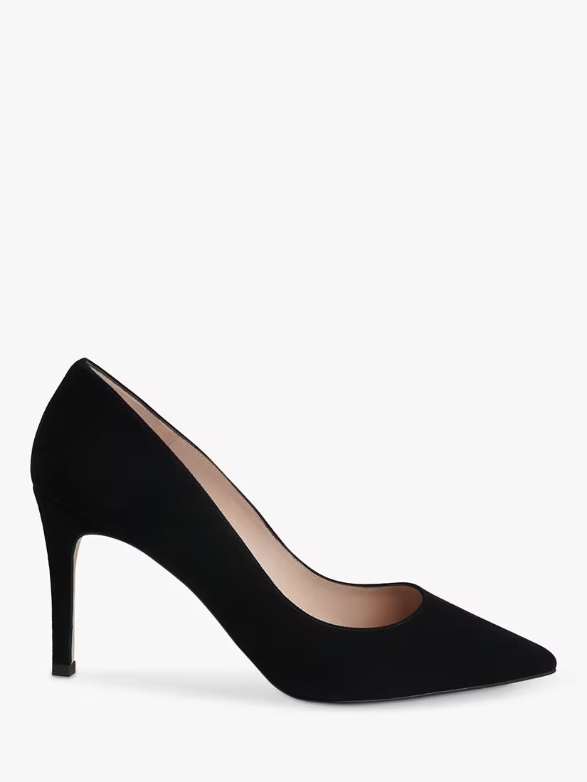 WhistlesCorie High Heel Suede Court Shoes, Black | John Lewis (UK)