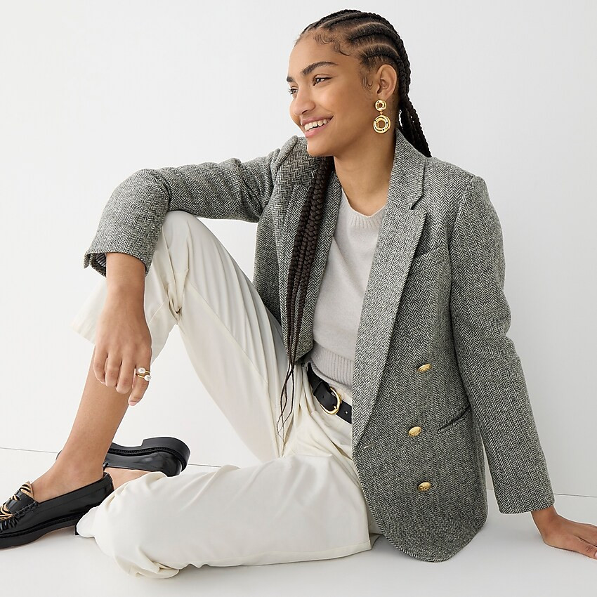 Petite Bristol blazer in graphite herringbone wool | J. Crew US