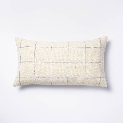 Oversized Windowpane Lumbar Throw Pillow Cream/Blue - Threshold™ designed with Studio McGee | Target