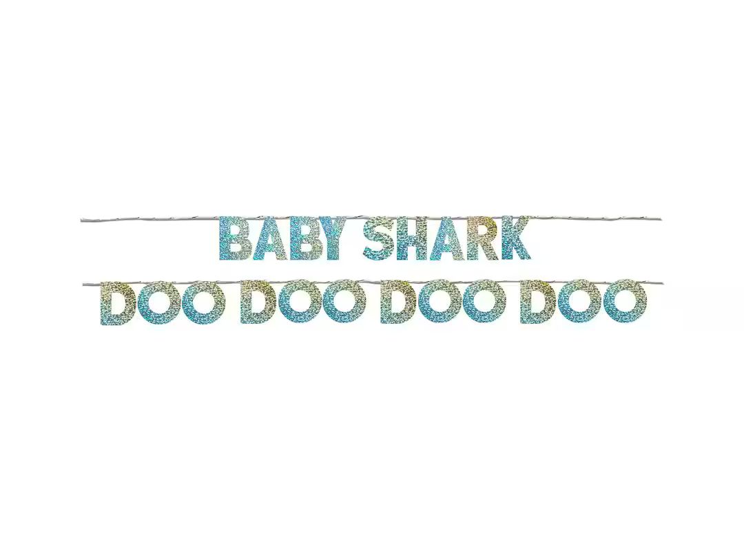 BABY SHARK | Baby Shark Party Garland Party Sign Country Party Banner Colorful Holographic Letter... | Etsy (US)