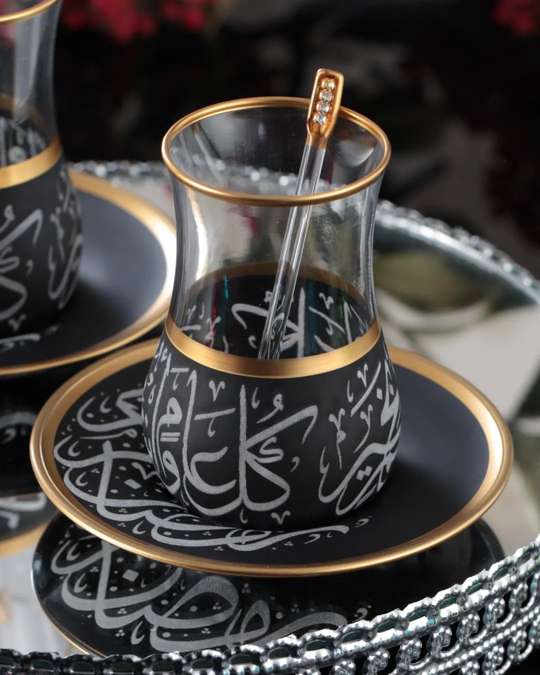 Color 18 Pcs. Arabic Tea Set and Glass Teaspoon كل عام وأنتم بخير Ramadan Kareem - ... | Etsy (US)