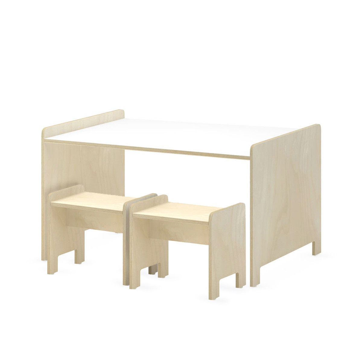 studio duc Juno Play Table & Play Stools (Color: Natural Birch) | The Tot