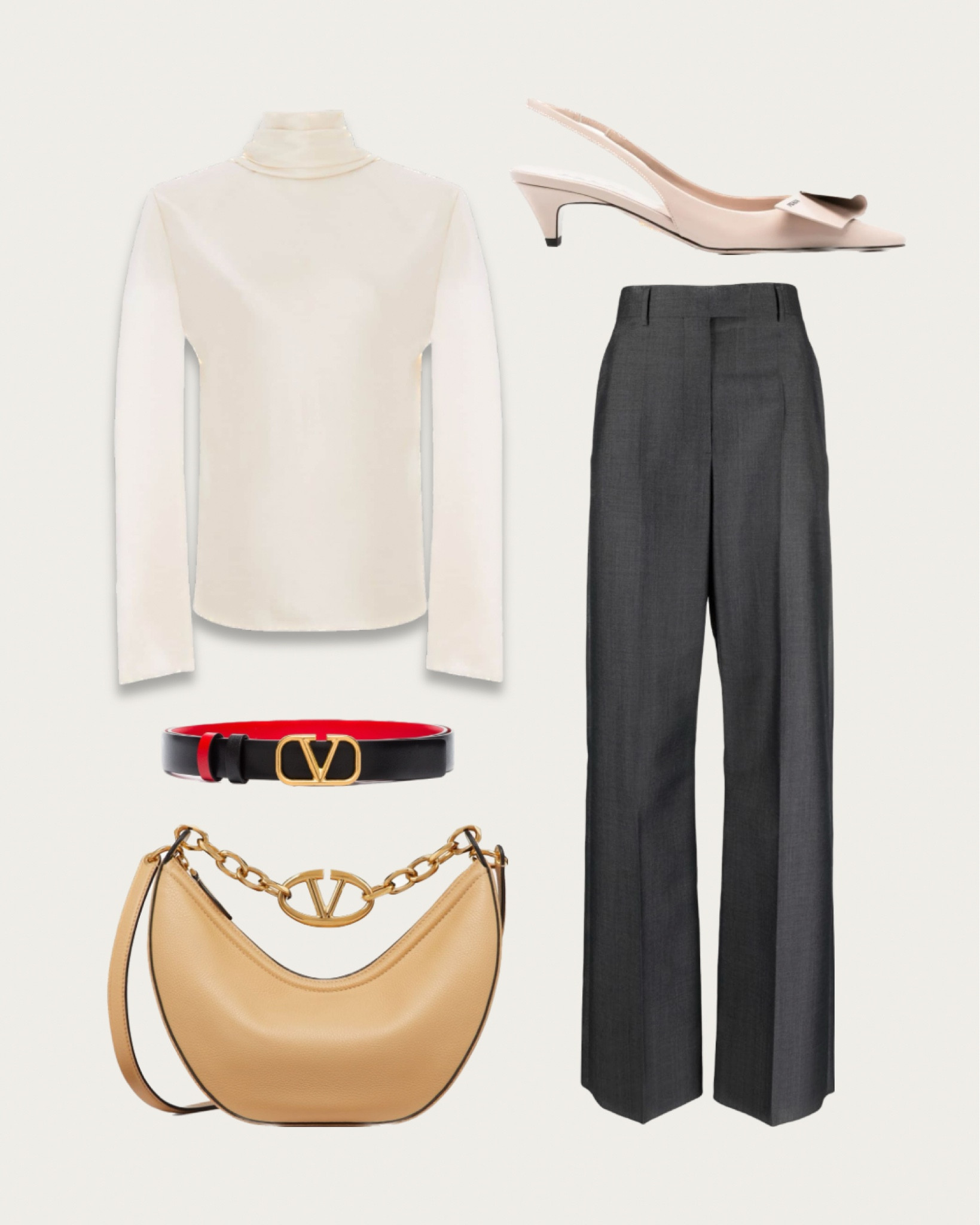 Silky and glamour✨ Your daily outfit doesn’t have to be average: silk blouse with high neck, tailored trousers, black belt and matching creamy shoulder bag and for your beautiful feet - pointed-toe pumps👠 Don’t be average!

#LTKstyletip #LTKshoecrush #LTKitbag