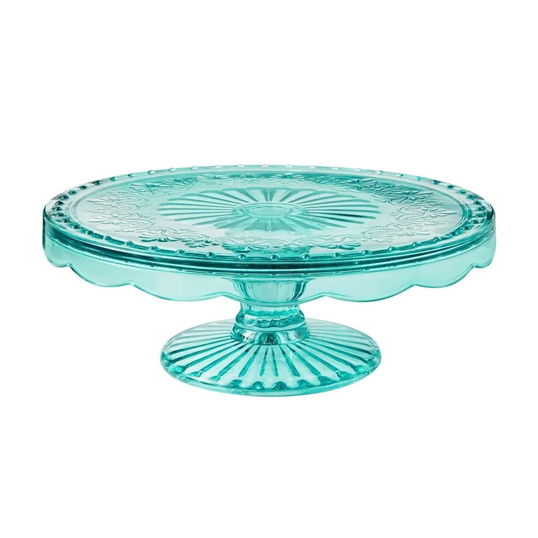 The Pioneer Woman 10.25 in Round Glass Kitchen Cake Stand, Teal | Walmart (US)