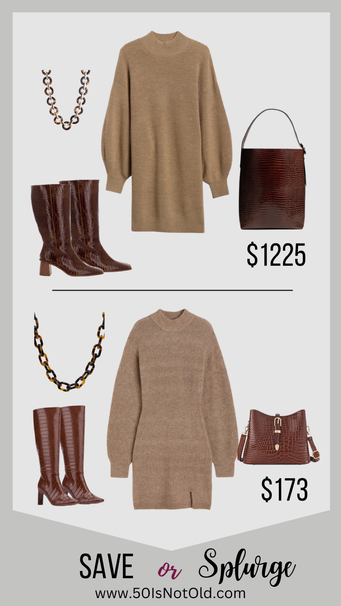Save or splurge. Get the look for less. Why pay more?