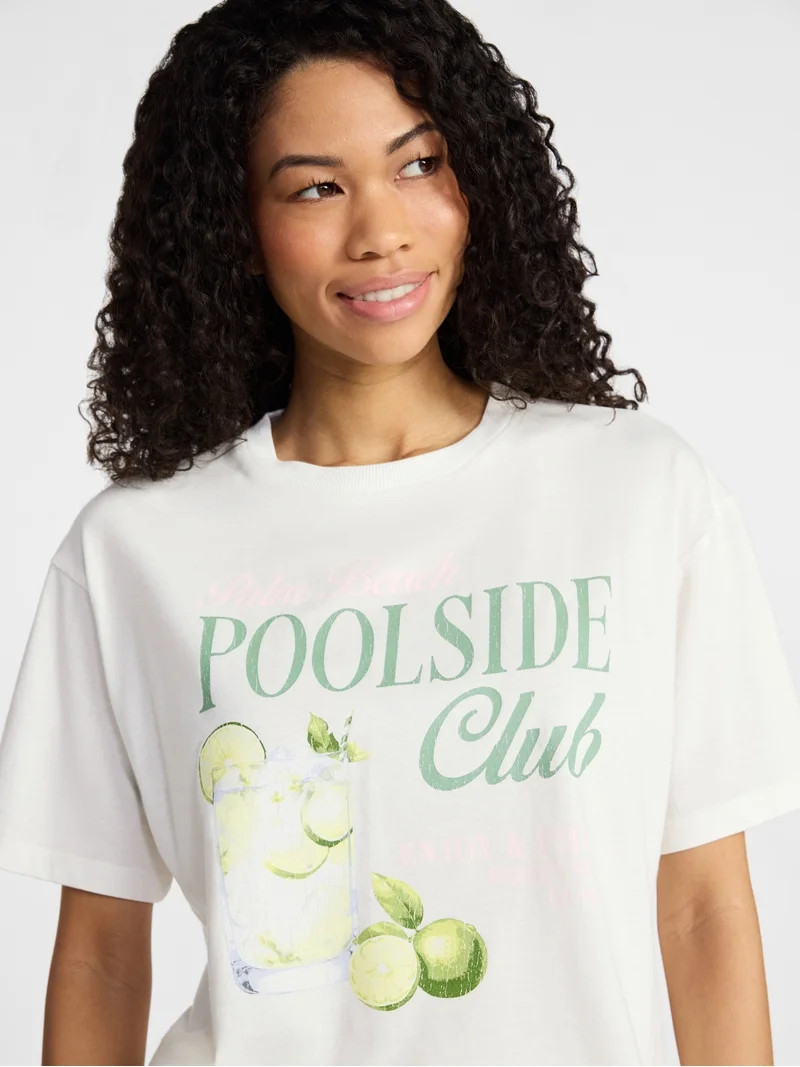 No Boundaries Boxy Cropped Graphic Tee, Women's XXS-XXL | Walmart (US)