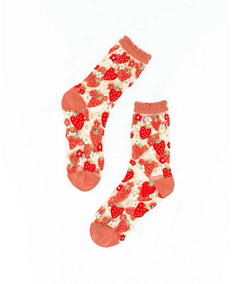 Women's Strawberry Daisy Ruffle Sheer Sock | Macy's