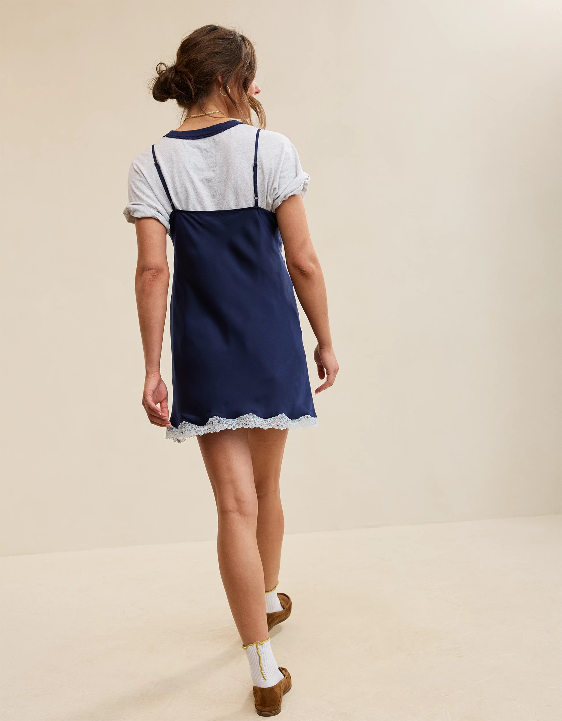 OVERSLEPT by Aerie Liquid Satin Mini Nightie | Aerie