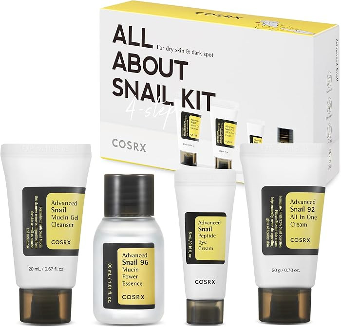 COSRX All About Snail Mucin Korean Skin Care Set, Mini Travel Essentials, Travel Size Gift Set wi... | Amazon (US)