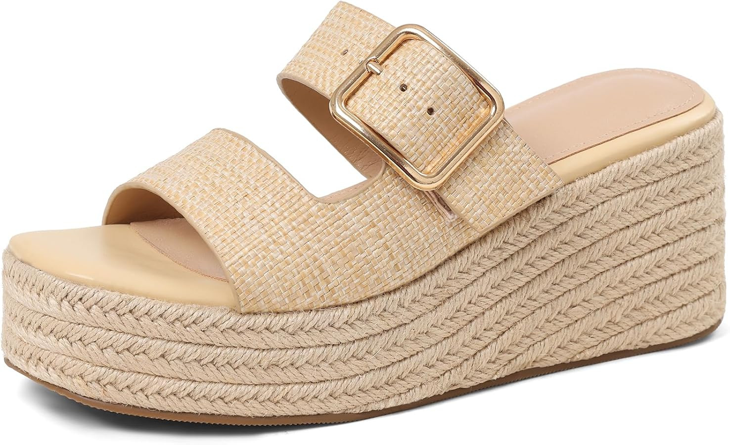 Platform Wedges Sandals for Women Summer Slip on Espadrille Flatform Slides Open Toe Adjustable B... | Amazon (US)