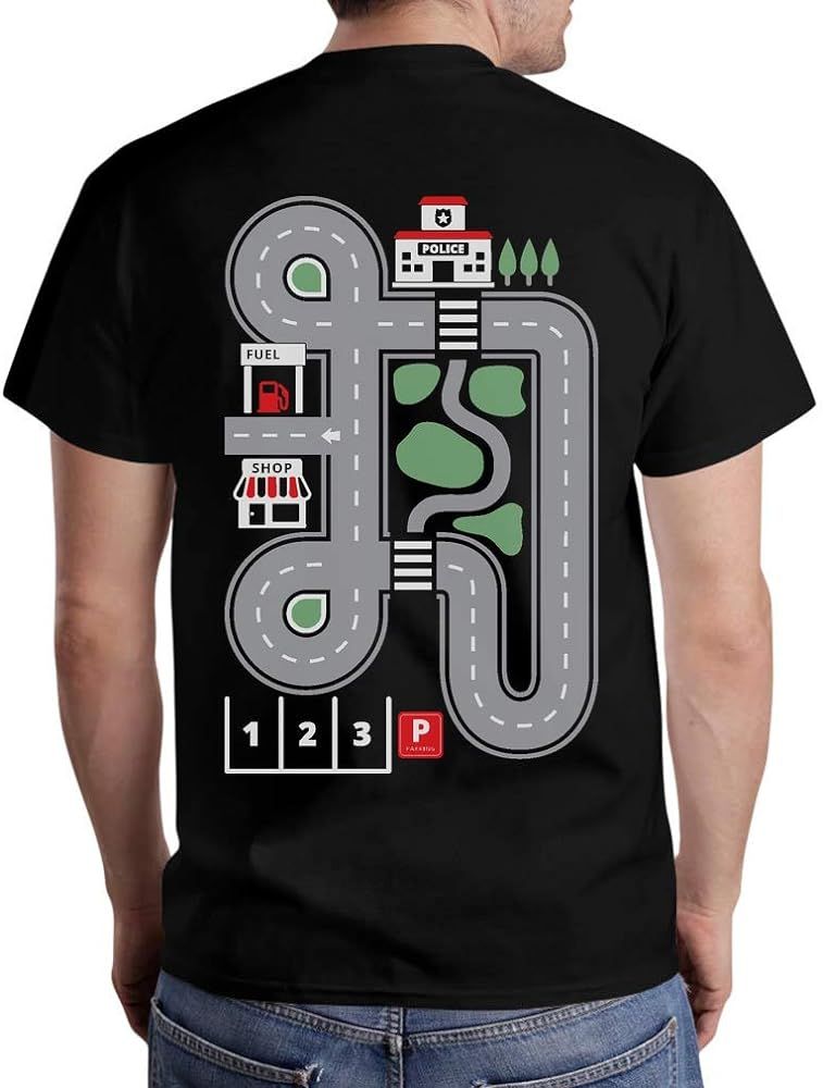 Dad Shirt Playmat Race Car Track Shirts for Men Play Cars Roads on Back T-Shirt | Amazon (US)