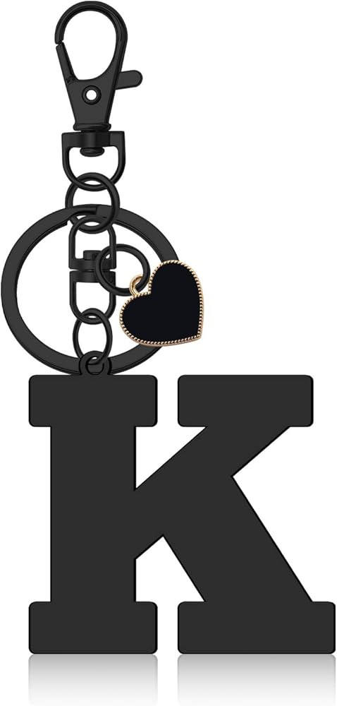 Oubaka Alphabet Initial Letter Keychain,Letter A-Z Keychain with Heart for Handbag Car Key Bag Ke... | Amazon (US)