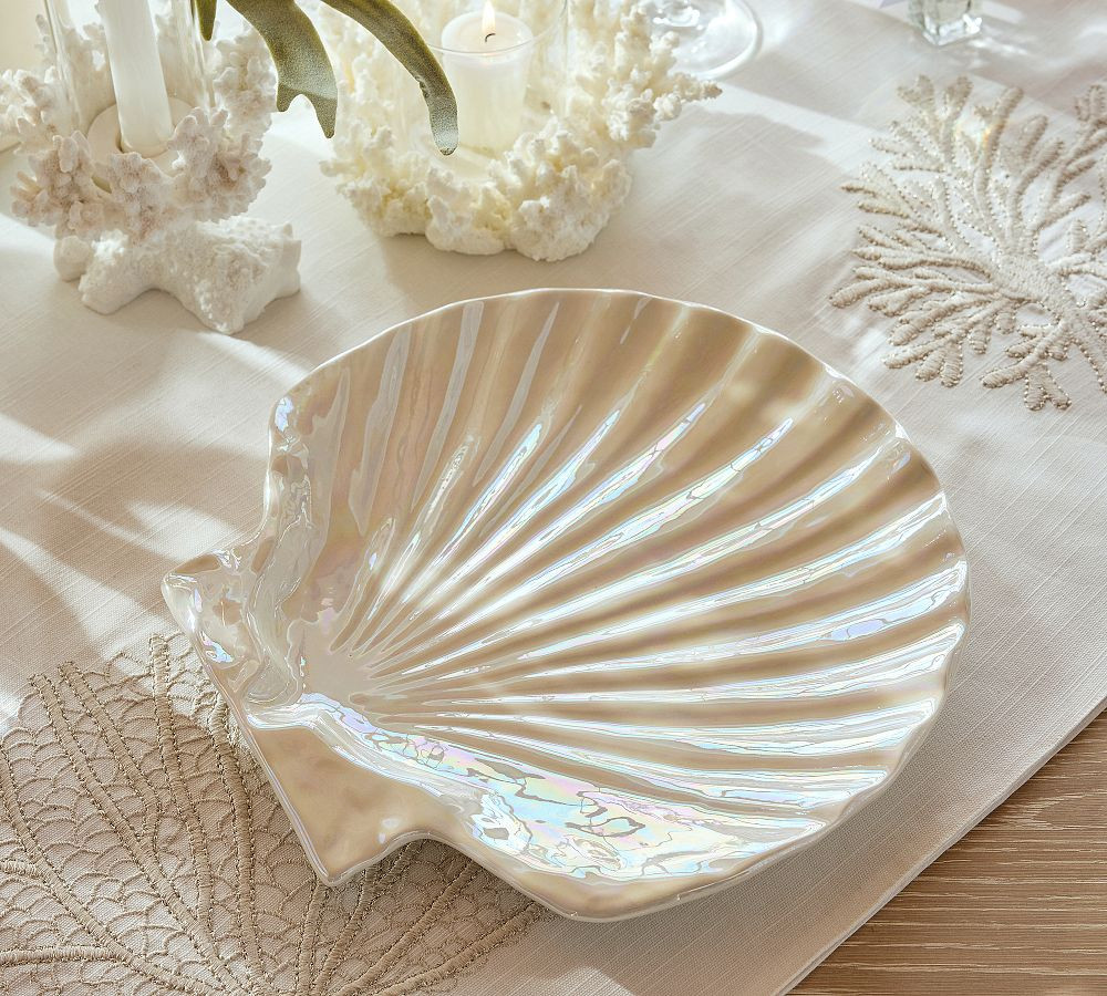 Pearlescent Shell Stoneware Serving Platter | Pottery Barn (US)