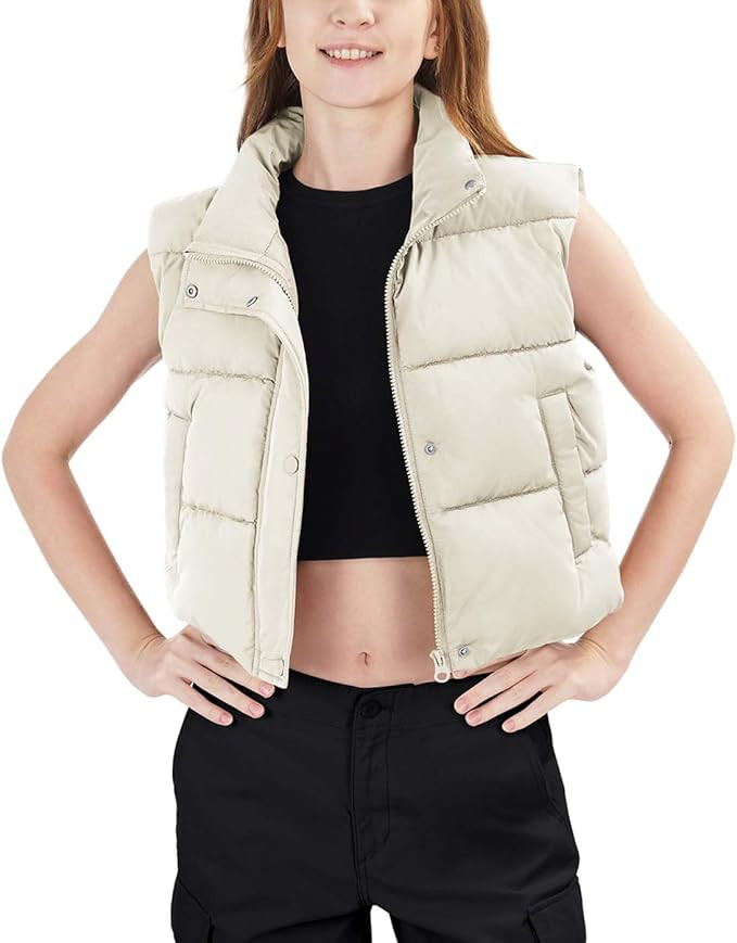 Loowoko Women's Puffer Vest, Winter Fashion Cropped Vest Lightweight Sleeveless Warm Outerwear Pu... | Amazon (US)