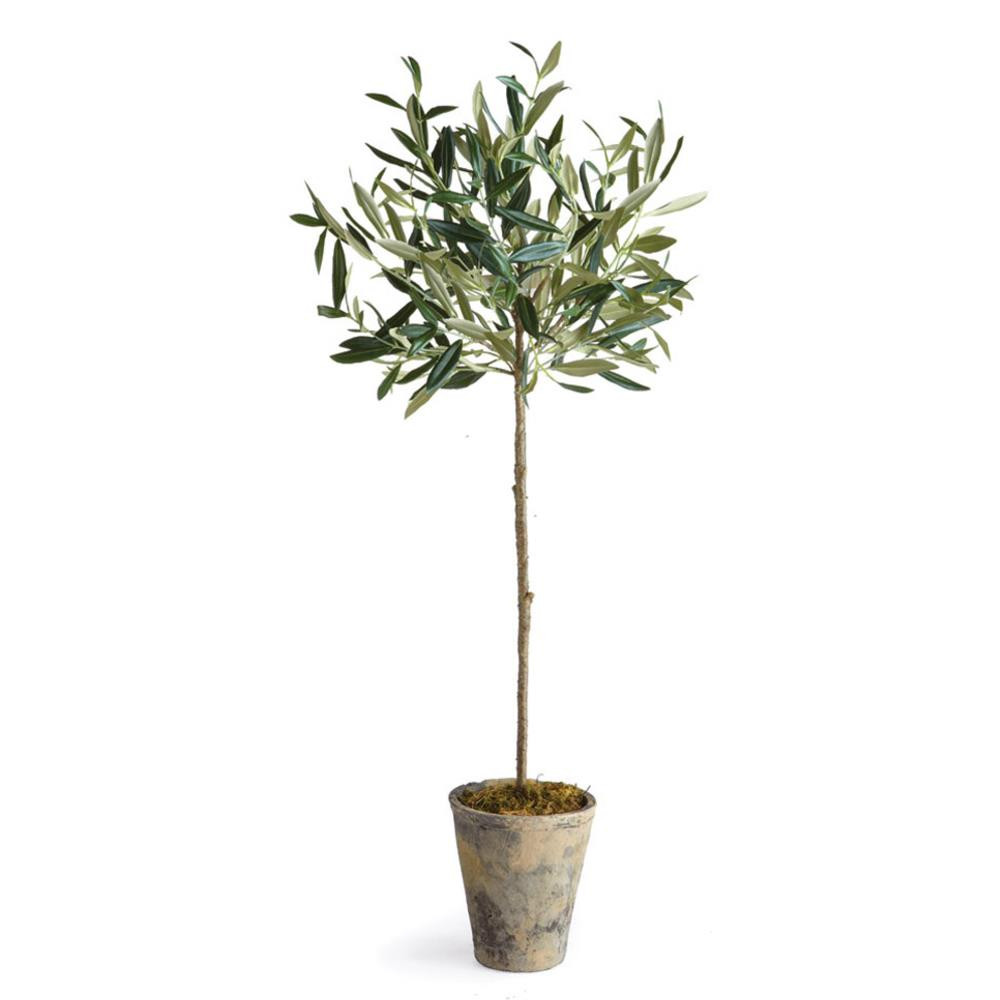Ryan French Country Beige Ceramic Potted Olive Tree - Small | Kathy Kuo Home