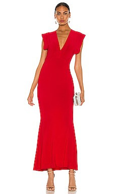 Norma Kamali x REVOLVE V Neck Rectangle Gown in Red from Revolve.com | Revolve Clothing (Global)