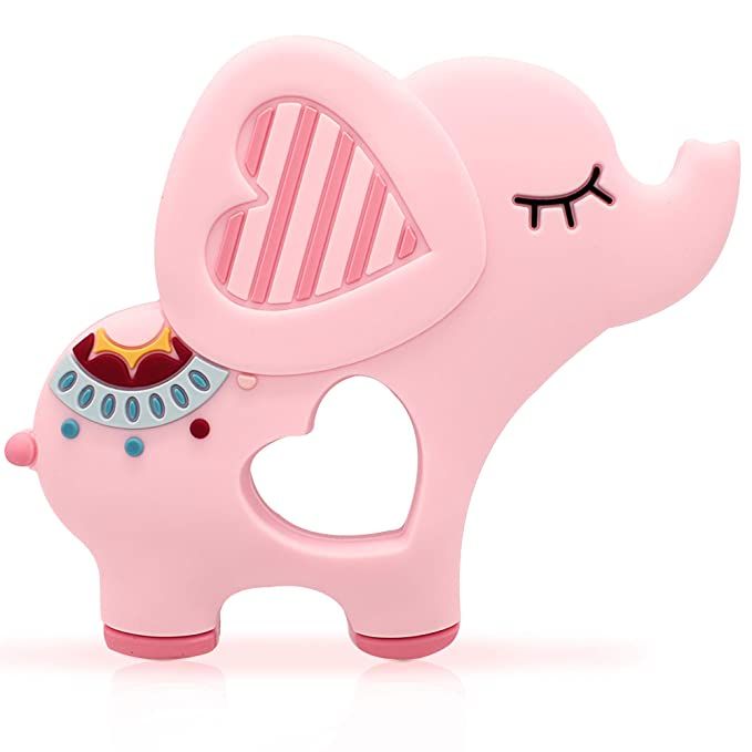 Bigspinach Soft Pink Elephant Teethers for Babies 0-6/6-12 months Silicone Teething Toy Gift for ... | Amazon (US)