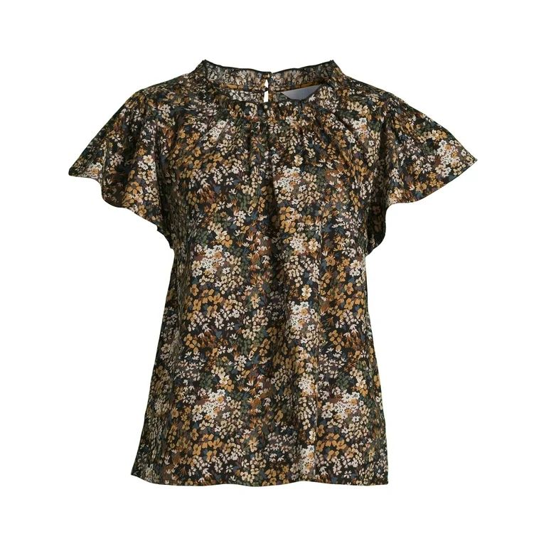 Time and Tru Women's Puff Sleeve Pop Over Woven Top - Walmart.com | Walmart (US)