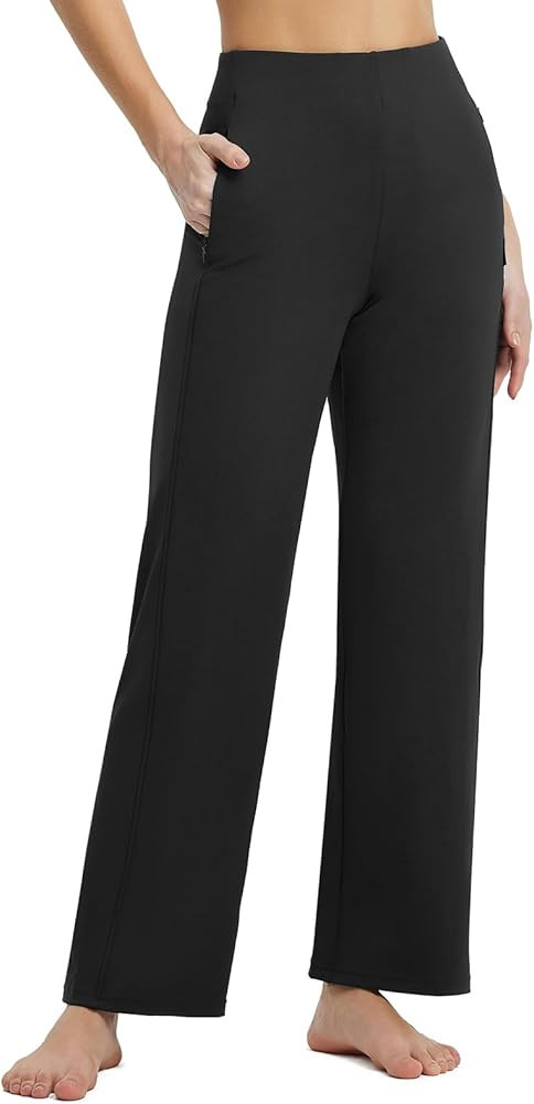 baleaf Women's Wide Leg Travel Stretch Dress Pants Yoga High Waist with Pockets Casual Work Sweat... | Amazon (US)