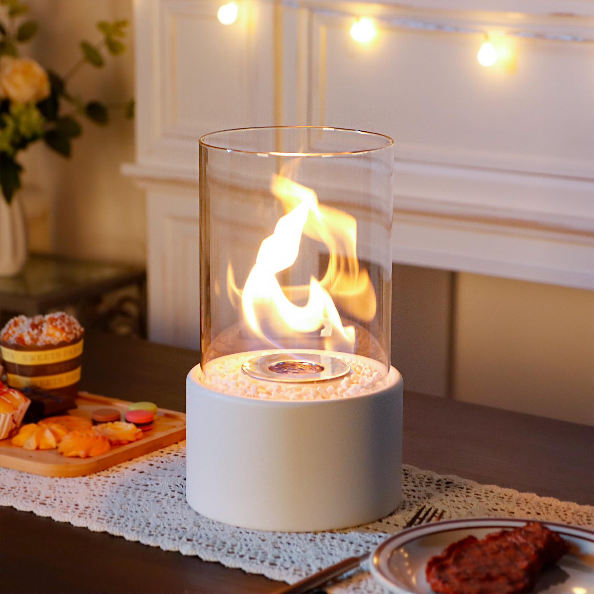 JHY DESIGN 26.5 cm H Lantern Table Fireplace Fire Bowl Table Lamp Lanterns Made of Metal and Glas... | Amazon (DE)