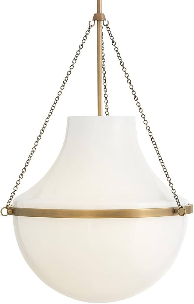 Hinkley Collins Large Pendant, Cased Opal Teardrop Shade, Hand-Blown Glass, Heritage Brass Finish | Amazon (US)