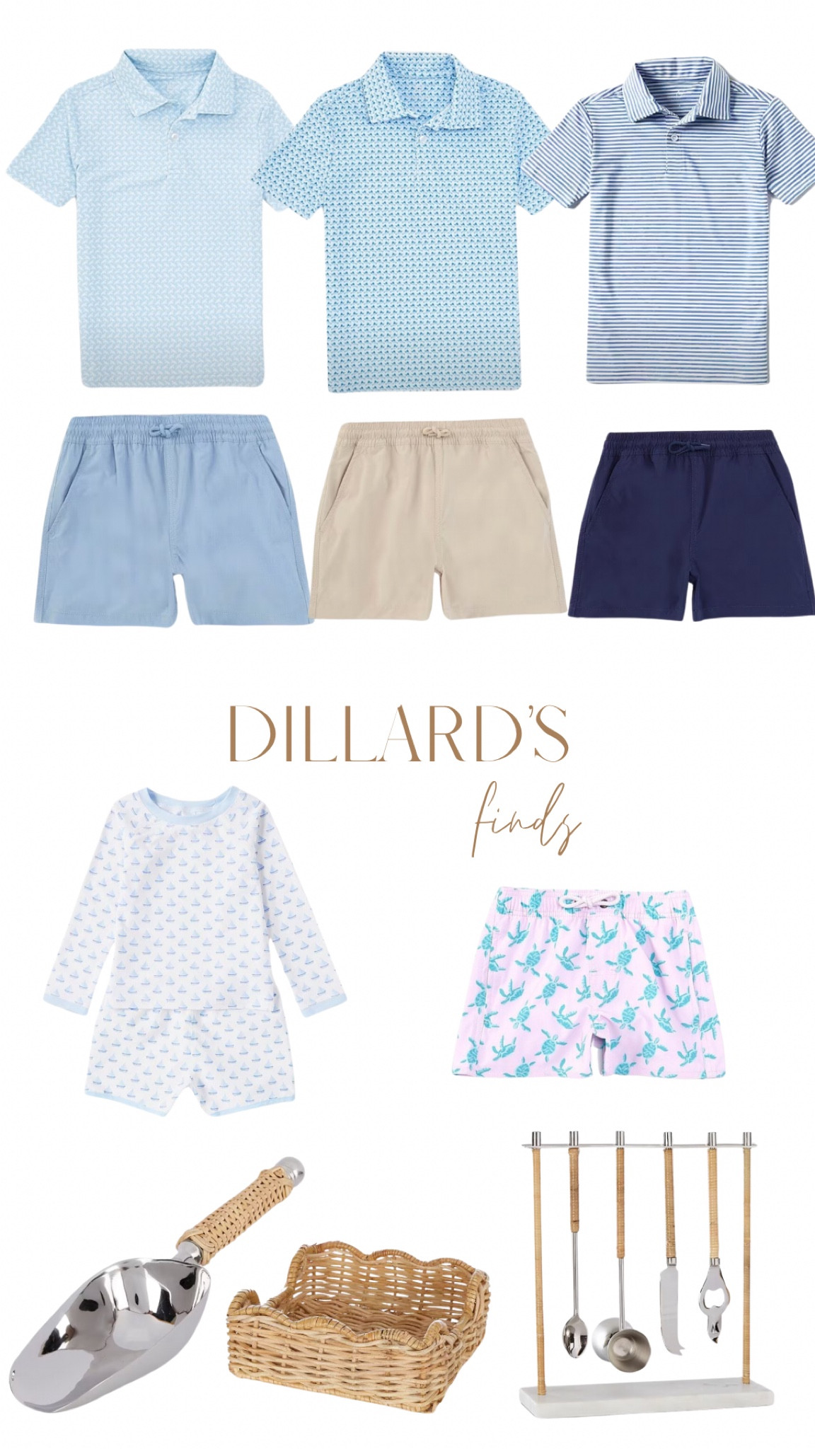 Dillard’s Finds, swimsuits, kids clothing, little boy clothes, golf shirt, polo shirt, rattan accessories, ice scooper, wicker accessories, wicker napkin holder, baby clothes, shorts, golf clothes, tabletop, wicker tabletop, summer outfit, swimsuit 

#LTKKids #LTKSeasonal #LTKGiftGuide