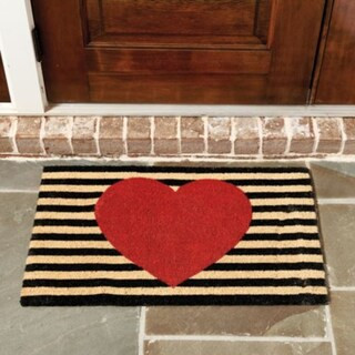 Heart Coir Mat with Red Heart & Black Stripes for Outdoor Use | Ballard Designs, Inc.