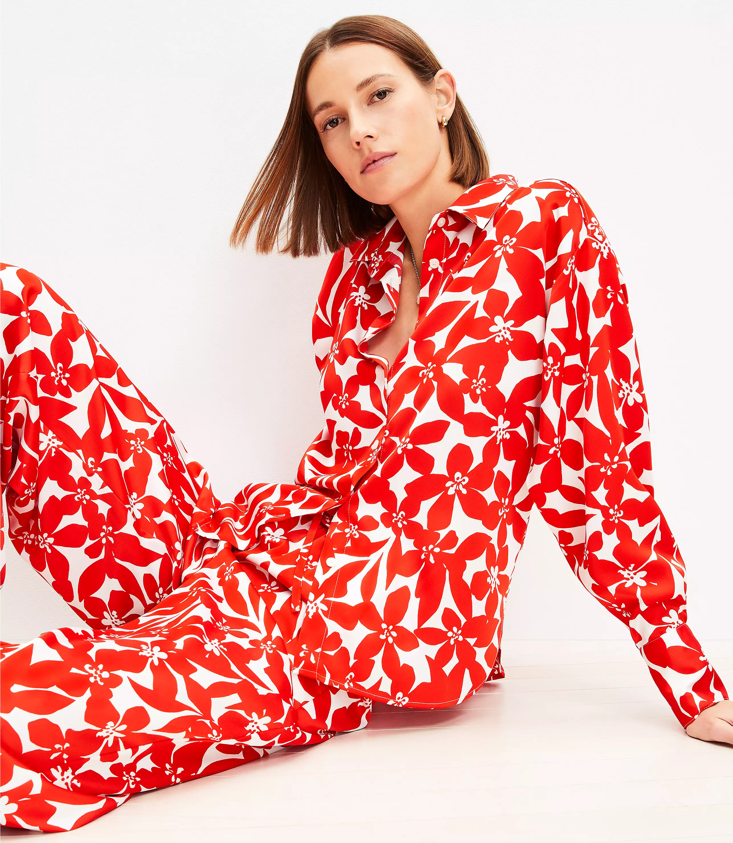 Plumeria Twill Shirt | LOFT