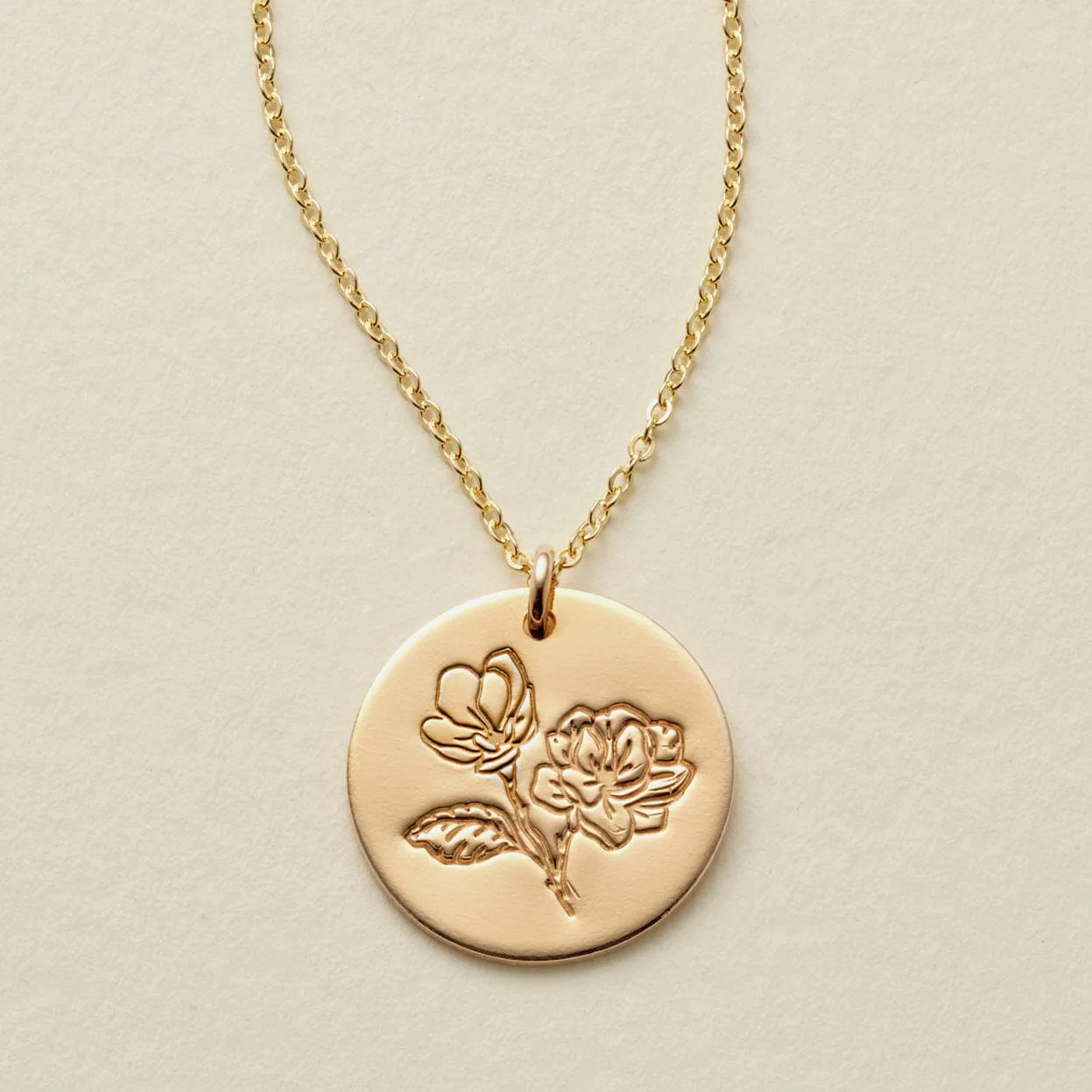 Made By Mary Magnolia Flower Disc Necklace | Hand Stamped | Made by Mary (US)