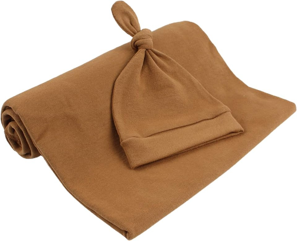 Newborn Receiving Blanket Hat Set Cotton Baby Girl Swaddle 43”X43” Swaddle Beanie for Infant ... | Amazon (US)