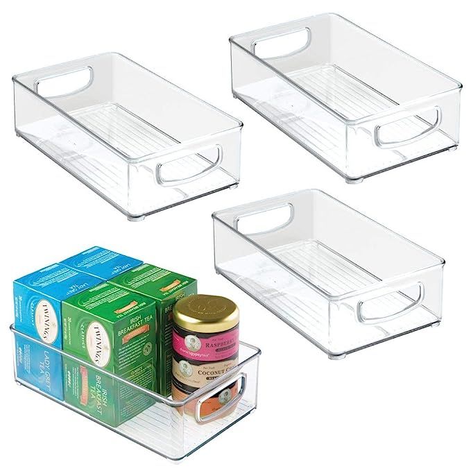 mDesign Kitchen Cabinet and Pantry Storage Organizer Bins - Pack of 4, Shallow, Clear | Amazon (US)