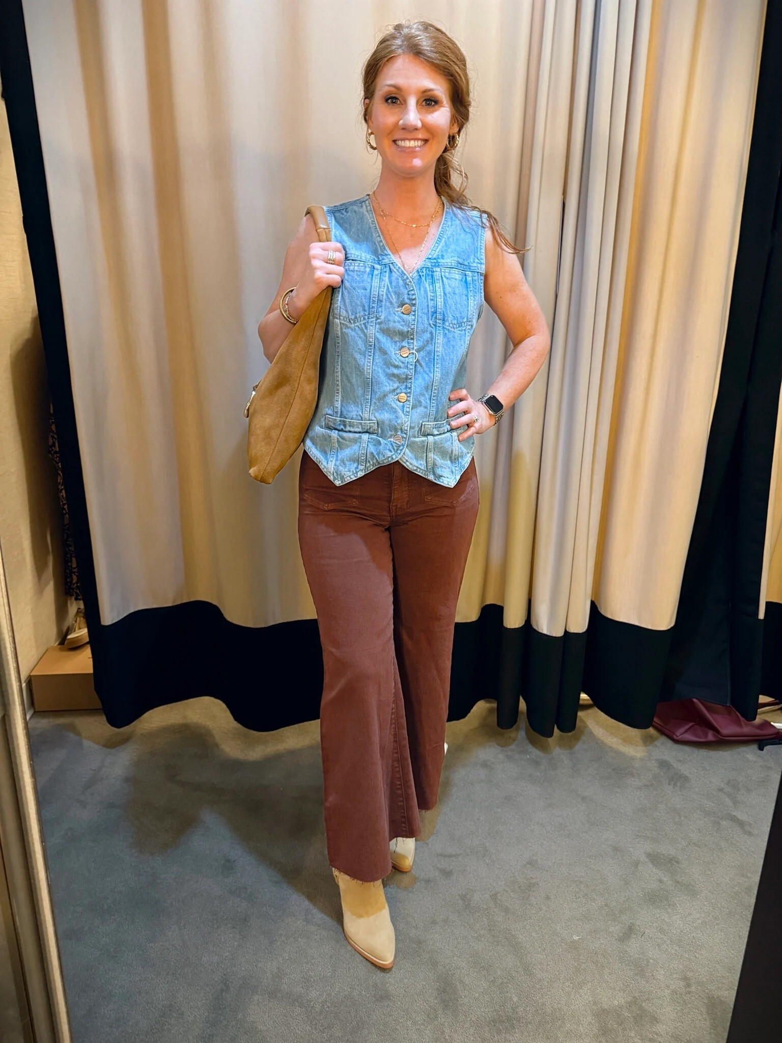 Stephanie is about 5’3 and looks great in the cropped wide leg jeans! All of these pieces look great together, but will be staples on their own. Denim vest size 4 | Crop flare wide leg jeans size 27 | western boots true size 

#LTKOver40 #LTKSaleAlert #LTKStyleTip
