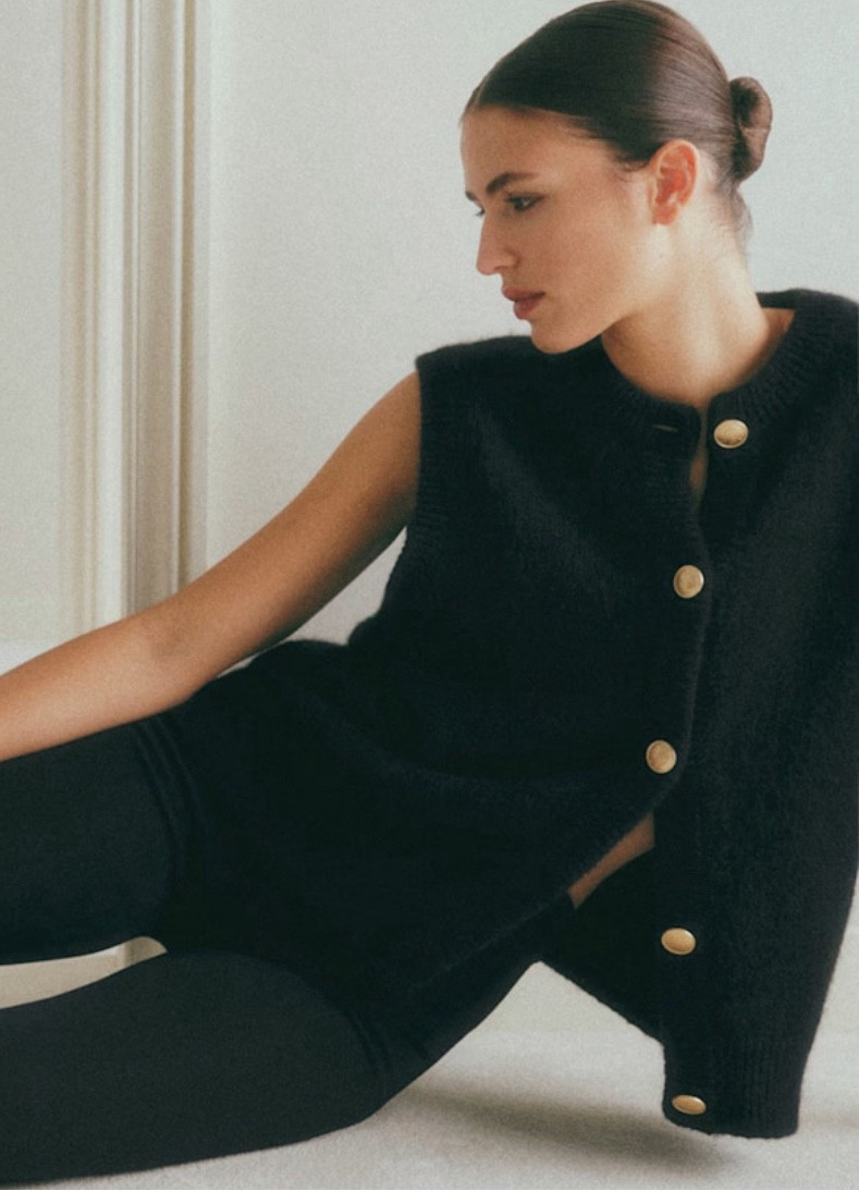 Chic - sleeveless button up sweater vest (fits oversized- if yours between sizes, size down) 