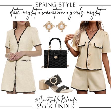 Date night outfit
Two piece set
Chanel vibes
Tweed set
Tweed dress
Gno outfit
Girls night outfit
vacation out 
Amazon outfit
black straw handbag 
elevated style 
Spring style 
Affordable fashion 
look for less 
tuckernuck style 