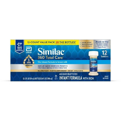 Similac 360 Total Care Non-GMO Ready to Feed Infant Formula Bottles - 2 fl oz Each/12ct | Target