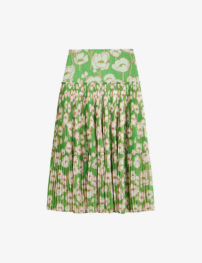 Maryin floral-print pleated recycled polyester-blend midi skirt | Selfridges