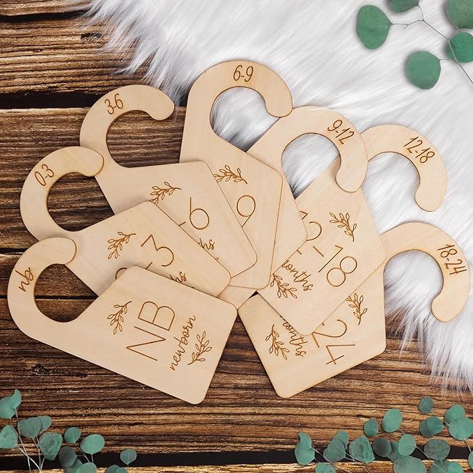 Baby Closet Dividers for Clothes Organizer - Set of 7 Adorable Wooden Double-Sided Baby Clothes S... | Amazon (US)